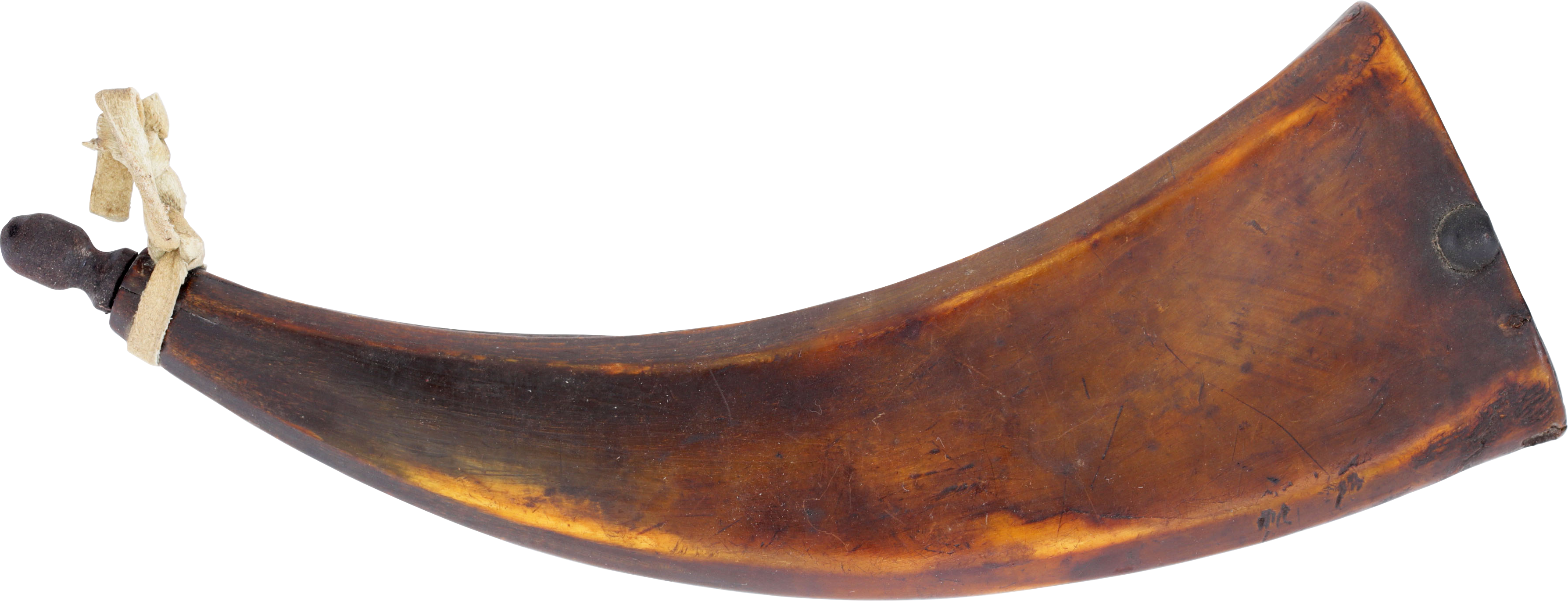 AMERICAN OR EUROPEAN FLATTENED HORN POWDER HORN, C.1650-1700 - Fagan Arms