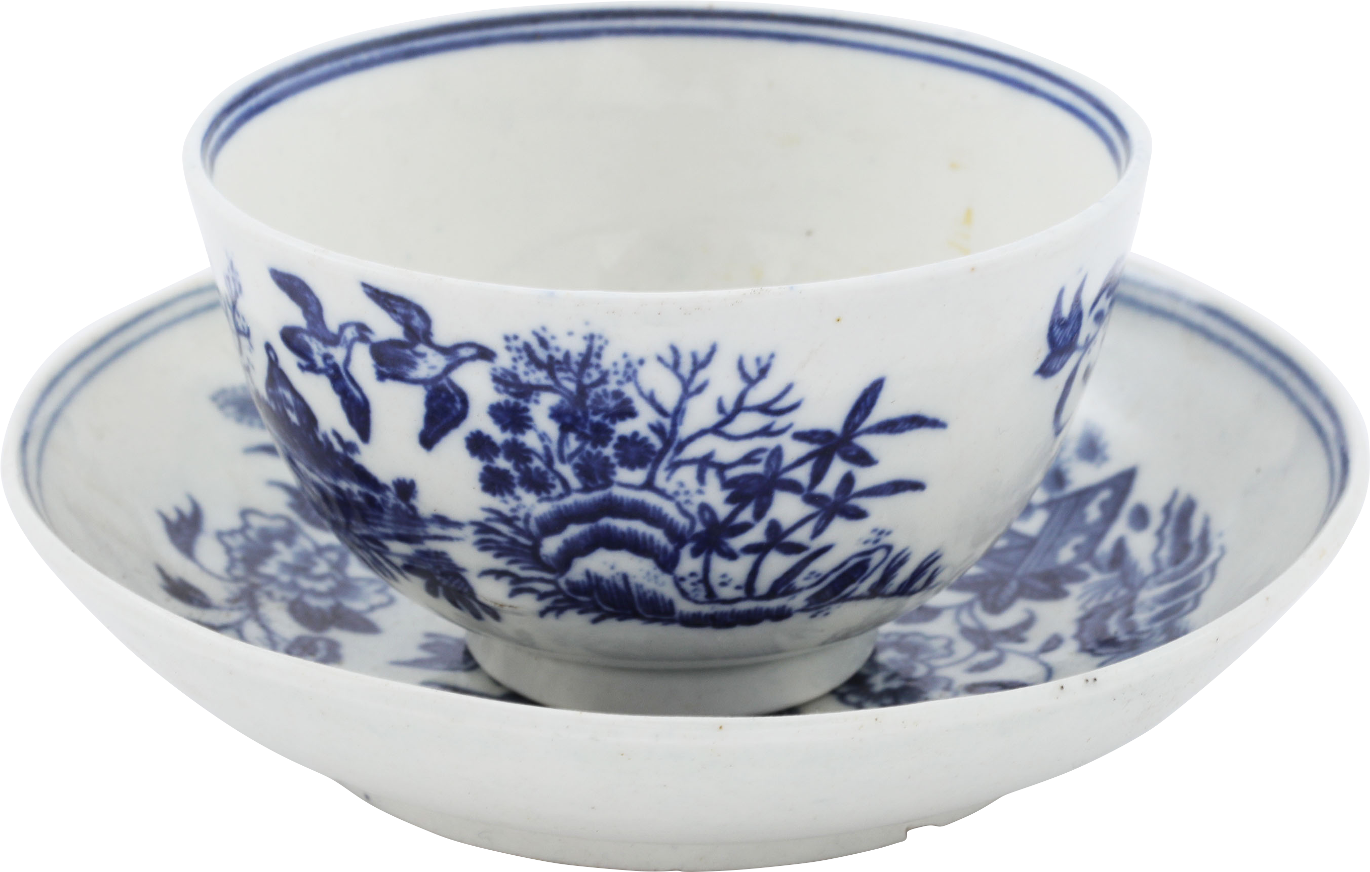 ENGLISH WORCESTER PORCELAIN TEA BOWL AND UNDER BOWL, DR. WALL PERIOD, C.1770-83 - Fagan Arms