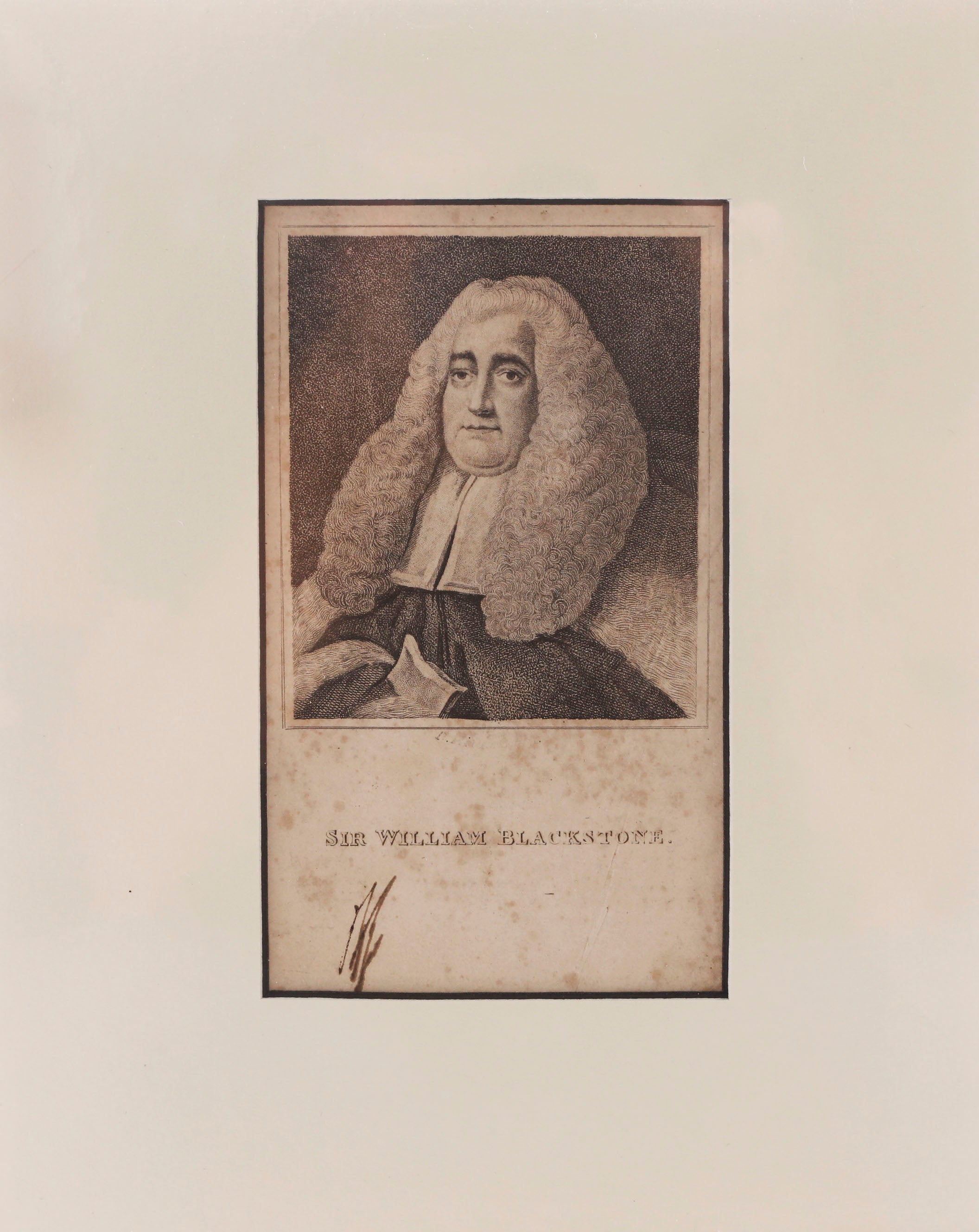 ORIGINAL ENGLISH LITHOGRAPH, Sir William Blackstone - Fagan Arms