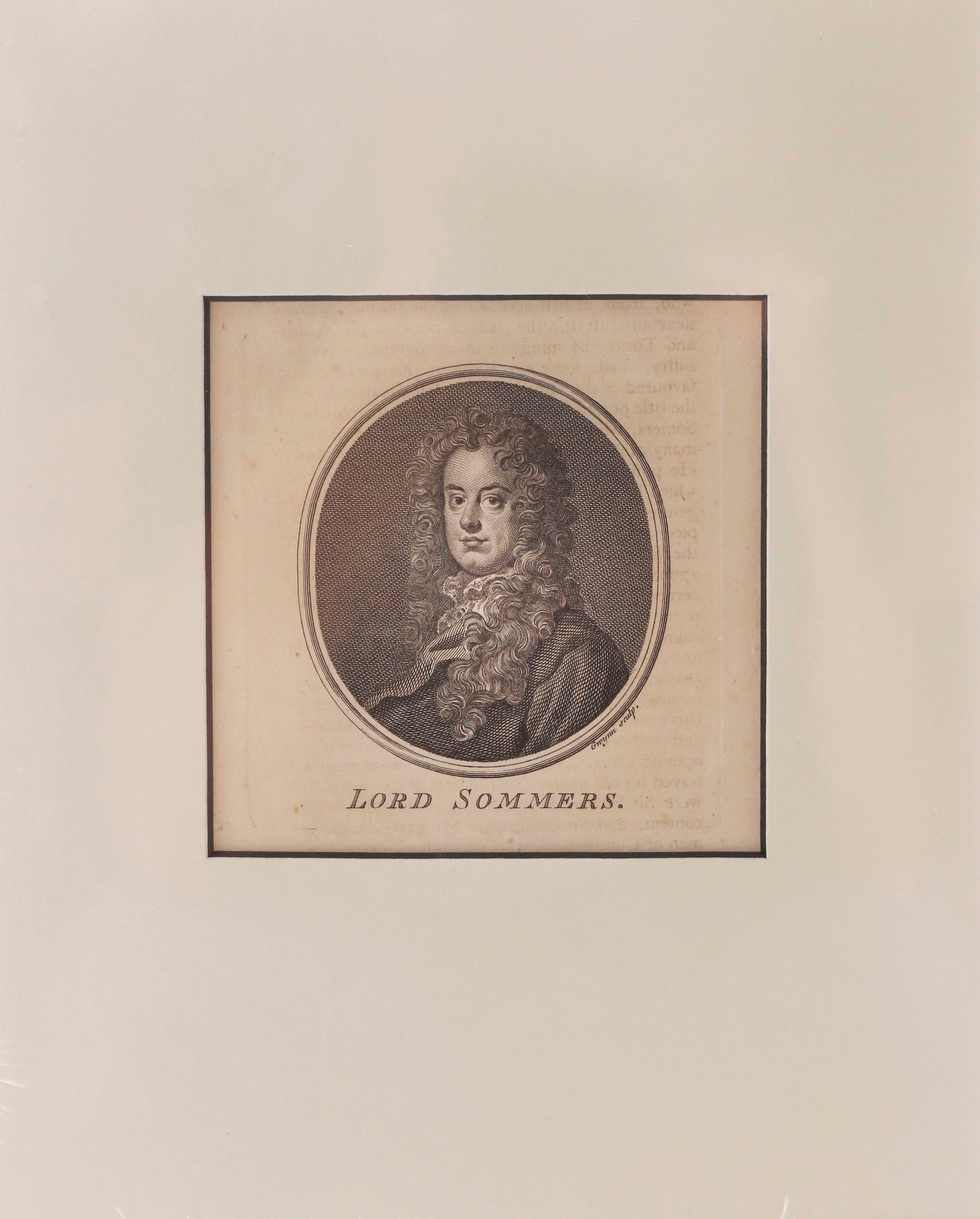 ORIGINAL ENGLISH LITHOGRAPH, Lord Sommers - Fagan Arms