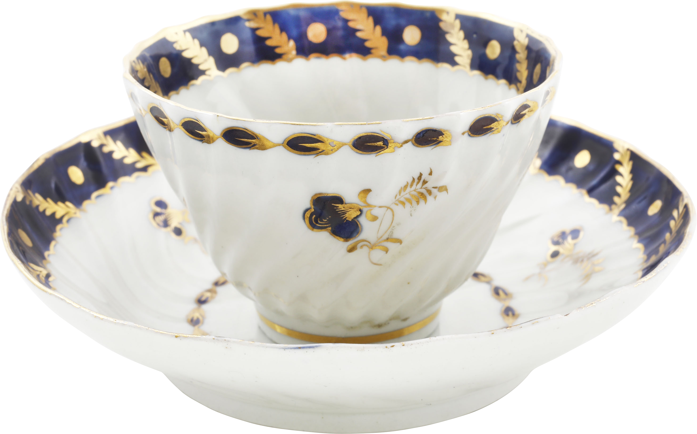 SECOND PERIOD WORCESTER TEA CUP AND SAUCER 1783-88 - Fagan Arms