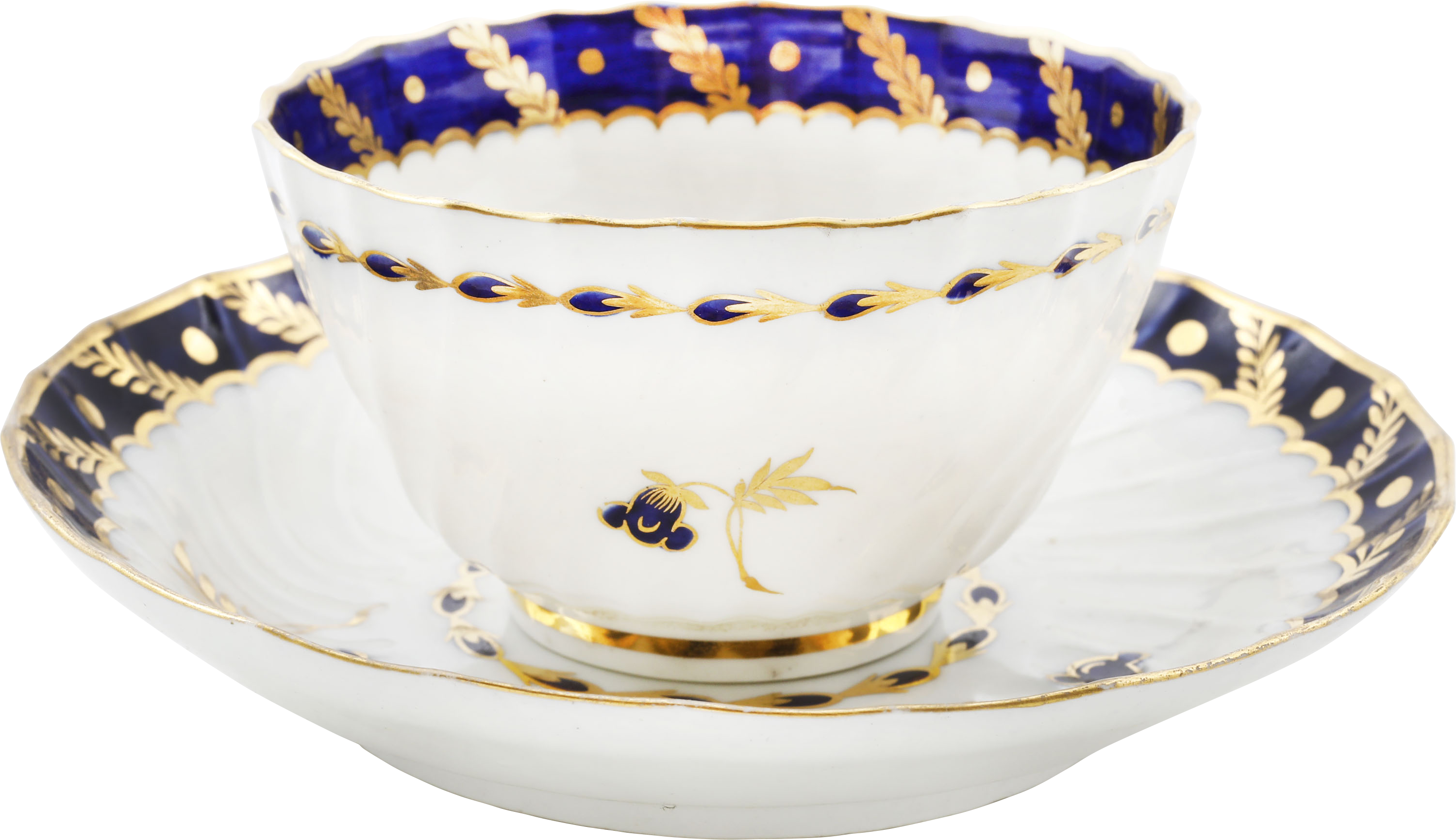 SECOND PERIOD WORCESTER TEA CUP AND SAUCER 1783-88 - Fagan Arms