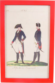 HAND TINTED FRENCH MILITARY ENGRAVING C.1760