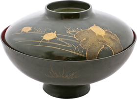 JAPANESE LACQUER BOWL AND COVER.