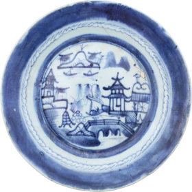 CHINESE EXPORT BLUE ON WHITE PLATE, 18TH CENTURY