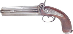 A FINE FRENCH OVER AND UNDER PERCUSSION PISTOL BY F.P. CARON PARIS 1852-74 GUNMAKER TO NAPOLEON III - Fagan Arms