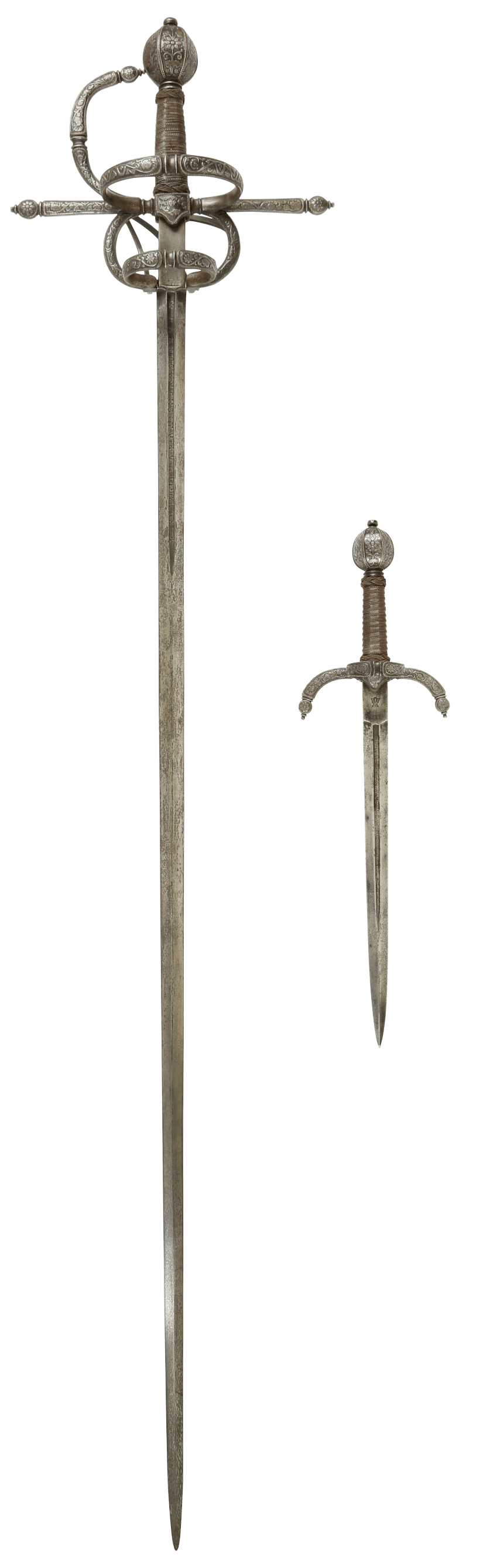MAGNIFICENT SWEPT HILT RAPIER AND COMPANION LEFT HAND DAGGER - Fagan Arms
