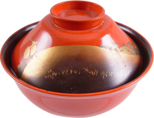 FINE JAPANESE LACQUERED BOWL AND COVER