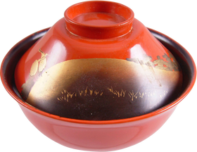 FINE JAPANESE LACQUERED BOWL AND COVER