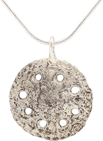 MEDIEVAL CHRISTIAN WHEEL OF FORTUNE AMULET NECKLACE