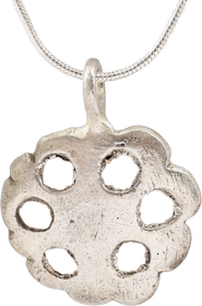 MEDIEVAL CHRISTIAN WHEEL OF FORTUNE AMULET NECKLACE