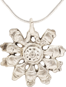ROMAN WHEEL OF FORTUNE AMULET NECKLACE, 3ND-6TH CENTURY AD