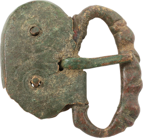 RARE ROMAN BUCKLE FROM A LEGIONARIE’S PLATE ARMOR, LORICA SEGMENTATA