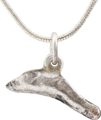 FINE GREEK/UKRAINE BRONZE DOLPHIN PENDANT NECKLACE, 5TH-4TH CENTURY BC