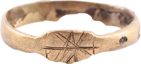 MEDIEVAL CHRISTIAN RING 6TH-9TH CENTURY AD, SIZE 6 3/4
