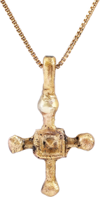 FINE MEDIEVAL EUROPEAN CONVERT’S CROSS NECKLACE, 9th-10th CENTURY