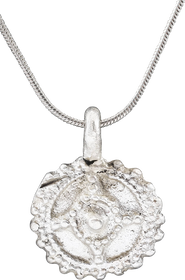 MEDIEVAL CHRISTIAN WHEEL OF FORTUNE AMULET NECKLACE