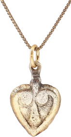 ANCIENT VIKING HEART PENDANT NECKLACE, C.850-1050 AD