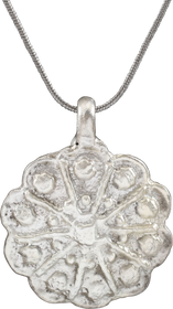 ROMAN WHEEL OF FORTUNE AMULET NECKLACE, 3RD-6TH CENTURY AD