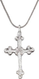EUROPEAN SILVERED CROSS, LATE MEDIEVAL, 14TH-15TH CENTURY