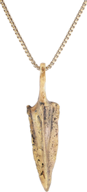 GREEK BRONZE ARROWHEAD PENDANT NECKLACE, HELLENISTIC, 300 - 100 BC