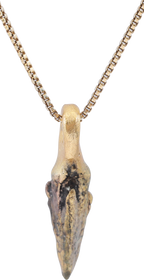 BRONZE GRECO-ROMAN ARROWHEAD PENDANT NECKLACE, 300 - 100 BC