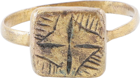 ROMAN CHRISTIAN RING, 300-450 AD, SIZE 9 3/4