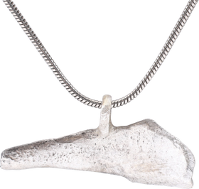 FINE GREEK/UKRAINIAN BRONZE DOLPHIN PENDANT NECKLACE, 5TH-4TH CENTURY BC