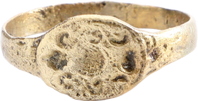 ROMAN WHEEL OF FORTUNE RING C.100-350 AD, SIZE 9 ¾