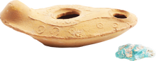 BYZANTINE HOLY LAND OIL LAMP, 7TH CENTURY AD