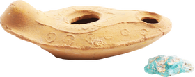 BYZANTINE HOLY LAND OIL LAMP, 7TH CENTURY AD