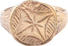 EARLY EUROPEAN CHRISTIAN RING, 5th-9th CENTURY AD, SIZE 8 3/4