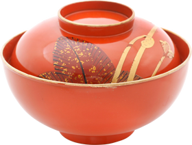 JAPANESE LACQUERED BOWL AND LID OWAN, MEIJI PERIOD