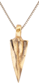 FINE BRONZE ARROWHEAD PENDANT NECKLACE, HELLENISTIC GREEK, 300-100 BC
