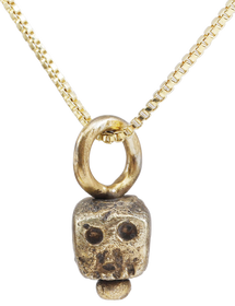 MEDIEVAL TIBETAN SKULL PRAYER BEAD, C.1400-1550