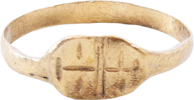LATE MEDIEVAL CHRISTIAN RING, C.1200-1400 AD, SIZE 9 ¼