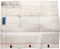 ENGLISH PARCHMENT LEGAL DOCUMENT, INDENTURE, APRIL 5 1845 - Fagan Arms