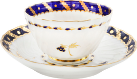 SECOND PERIOD WORCESTER TEA CUP AND SAUCER 1783-88