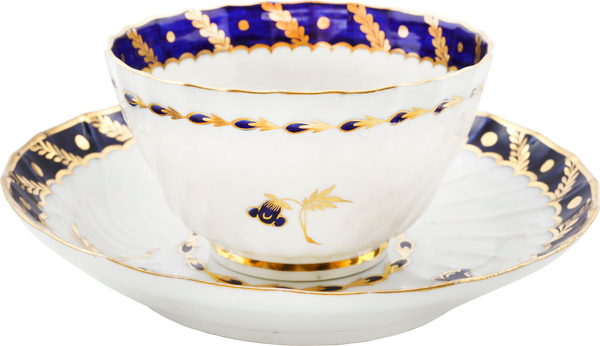 SECOND PERIOD WORCESTER TEA CUP AND SAUCER 1783-88 – Fagan Arms
