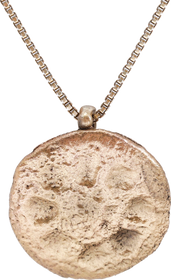 MEDIEVAL CHRISTIAN WHEEL OF FORTUNE AMULET NECKLACE, 6TH-10TH CENTURY AD