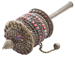 SUPERB STONE ENCRUSTED TIBETAN PRAYER WHEEL - Fagan Arms