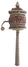 SUPERB STONE ENCRUSTED TIBETAN PRAYER WHEEL