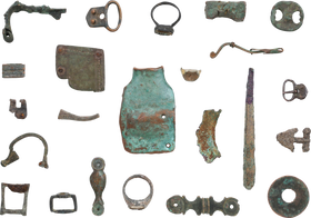 MIXED ANCIENT, MEDIEVAL AND LATER BRONZE ARTIFACTS, 100 AD