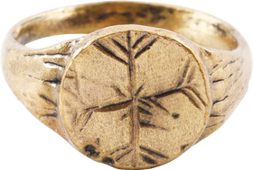 MEDIEVAL EUROPEAN CHRISTIAN RING C.600-900 AD, SIZE 10 ¼