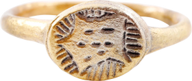 MEDIEVAL MYSTIC RING, 12th-14th CENTURY, SIZE 7 1/2