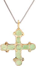 MEDIEVAL UKRAINIAN/RUSSIAN ENAMELED CROSS NECKLACE, 10TH-13TH CENTURY
