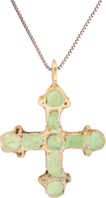 MEDIEVAL UKRAINIAN/RUSSIAN ENAMELED CROSS NECKLACE, 10TH-13TH CENTURY