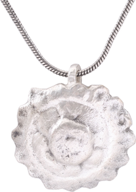 ROMAN/MEDIEVAL WHEEL OF FORTUNE AMULET NECKLACE, 5TH-7TH CENTURY AD