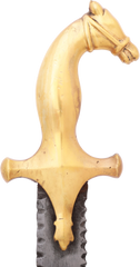 INDOPERSIAN HORSE HEAD SHAMSHIR WITH FLAMBERGE BLADE, 18th-19th CENTURY - Fagan Arms