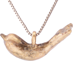 ROMAN GILT DOLPHIN PENDANT NECKLACE C.100-300 AD